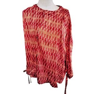 Nadine 2 Piece Red Gold Blouse & Maxi Skirt Set Size Large NWT